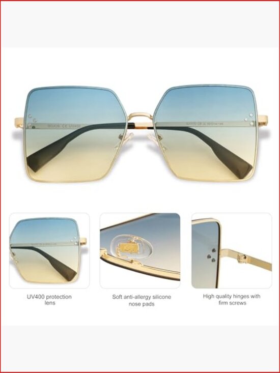 Trendy Square Sunglasses Oversized Designer Style UV Protection main image 3